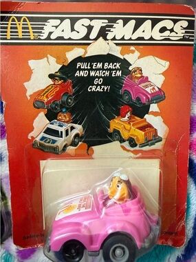 1985 McDonald's Pull-Back Fast Mac Toys. Set of 3 -Still in original packaging